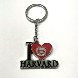 I Love‎ Heart Harvard University 1.75" X 1.25" Silver Tone Red Black Split Ring